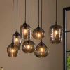 Wohnen Lampen & Leuchten*Rauchglas Hängeleuchte mit unterschiedlichen Schirmen - Troja