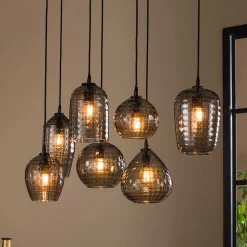 Wohnen Lampen & Leuchten*Rauchglas Hängeleuchte mit unterschiedlichen Schirmen - Troja
