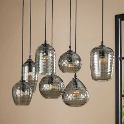 Wohnen Lampen & Leuchten*Rauchglas Hängeleuchte mit unterschiedlichen Schirmen - Troja