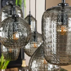 Wohnen Lampen & Leuchten*Rauchglas Hängeleuchte mit unterschiedlichen Schirmen - Troja