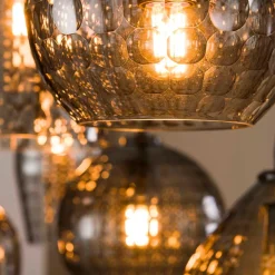 Wohnen Lampen & Leuchten*Rauchglas Hängeleuchte mit unterschiedlichen Schirmen - Troja