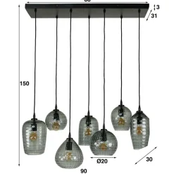 Wohnen Lampen & Leuchten*Rauchglas Hängeleuchte mit unterschiedlichen Schirmen - Troja