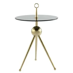 Wohnen Graue Möbel|Küchentische*Rauchglas-Beistelltisch mit Drei-Bein-Gestell - Zirova