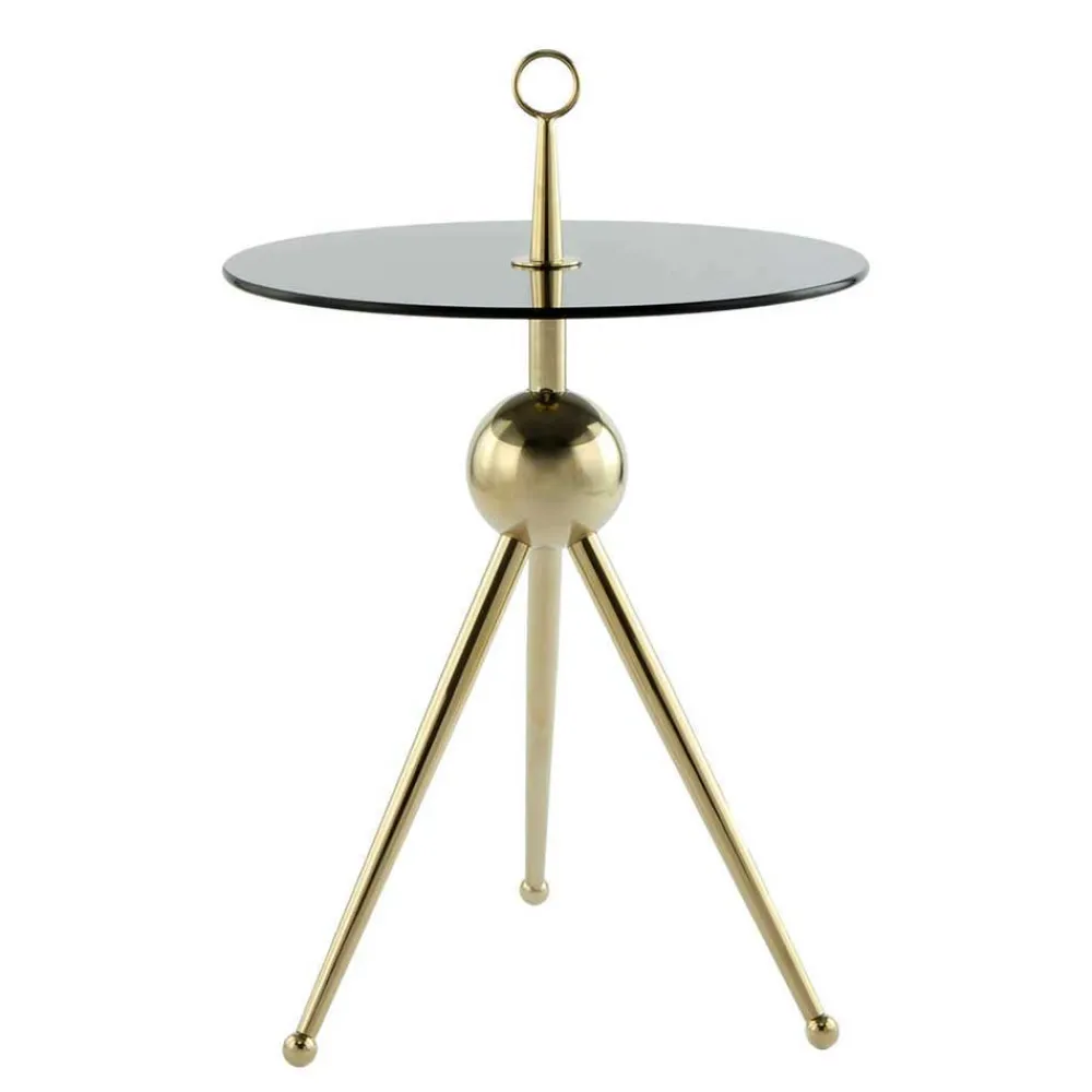 Wohnen Graue Möbel|Küchentische*Rauchglas-Beistelltisch mit Drei-Bein-Gestell - Zirova