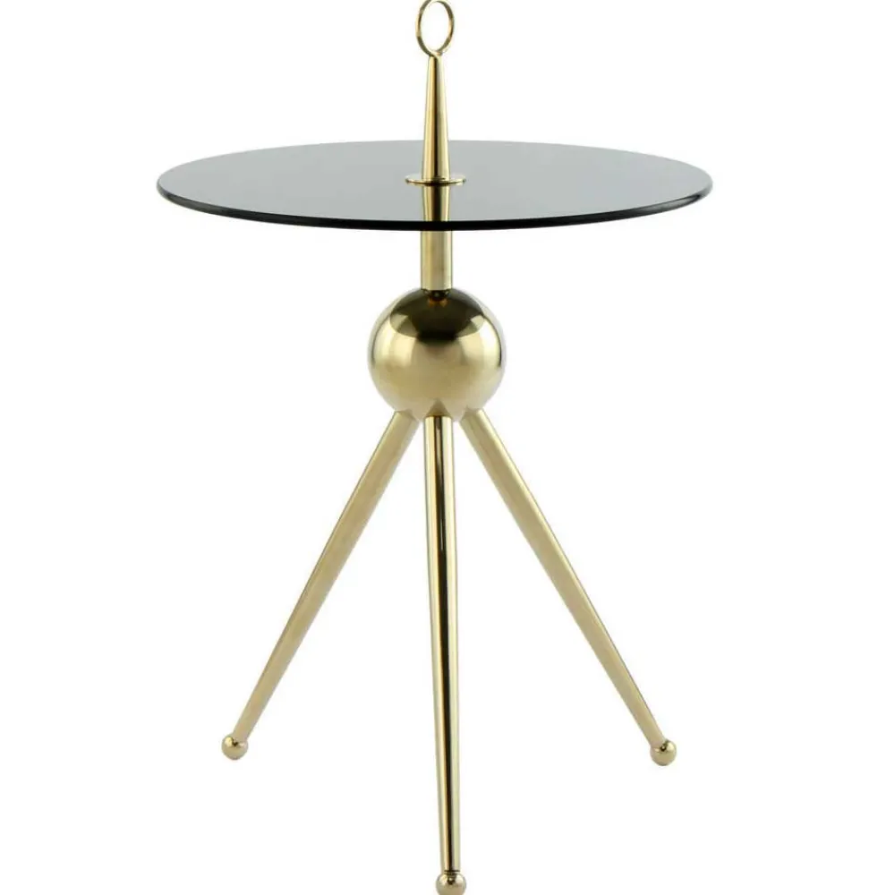 Wohnen Graue Möbel|Küchentische*Rauchglas-Beistelltisch mit Drei-Bein-Gestell - Zirova