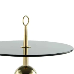 Wohnen Graue Möbel|Küchentische*Rauchglas-Beistelltisch mit Drei-Bein-Gestell - Zirova