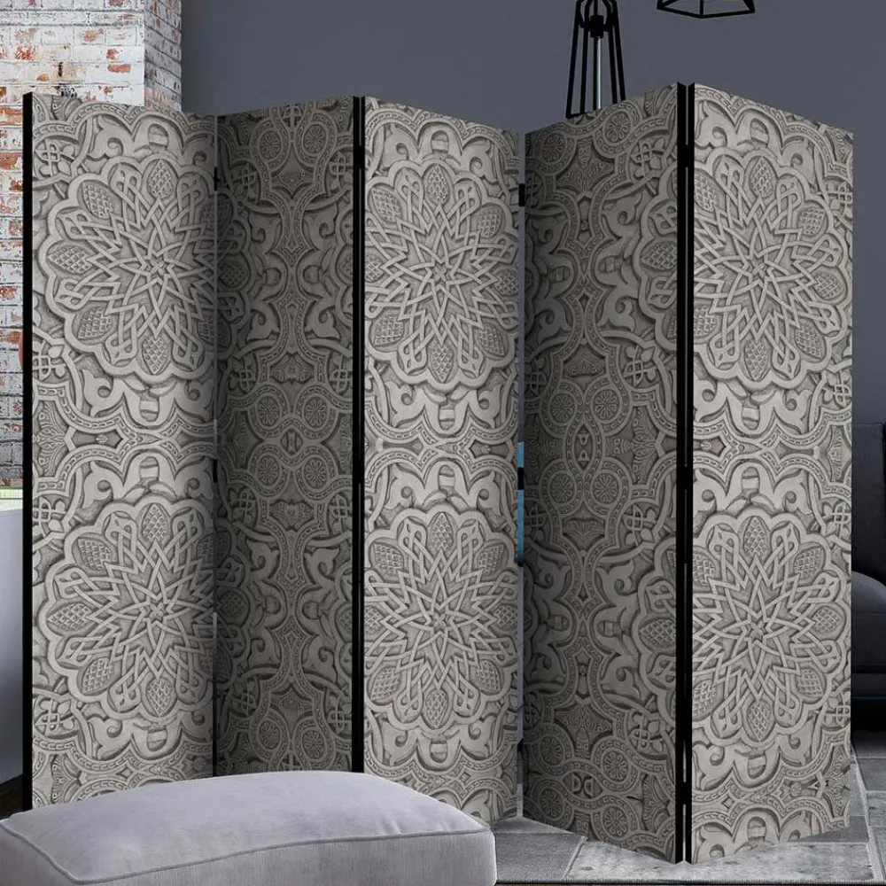 Wohnen Wohnzimmer-Regale|Orientalische Möbel*Raumteiler mit Mandala Motiv in Grau - Sololos