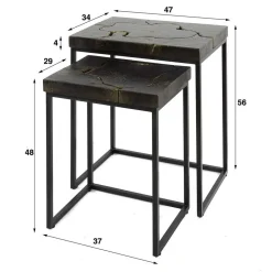 Wohnen Rechteckige Beistelltische aus Teak - Clarisa (zweiteilig)