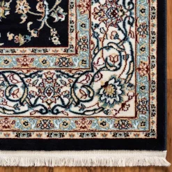 Wohnen Orientalische Möbel|Teppiche*Rechteckiger Orient Teppich in Dunkelblau & Creme - Pandau