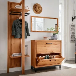 Wohnen Rechteckiger Spiegel mit Massivholz Rahmen - Dimphi