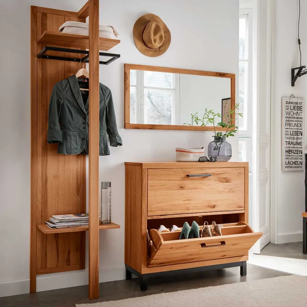 Wohnen Rechteckiger Spiegel mit Massivholz Rahmen - Dimphi