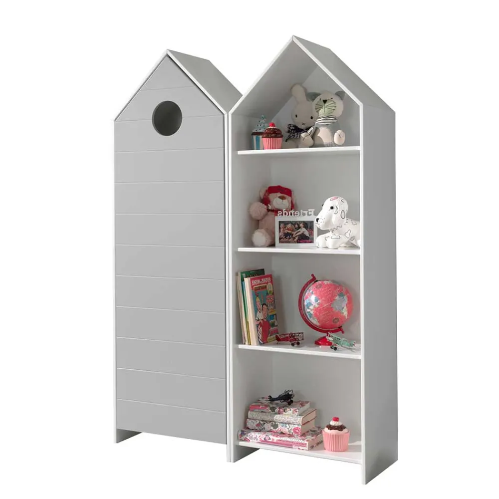 Wohnen Weiße Möbel|Kinderkleiderschränke*Regal & Schrank in Weiß & Grau - Indefiva (zweiteilig)