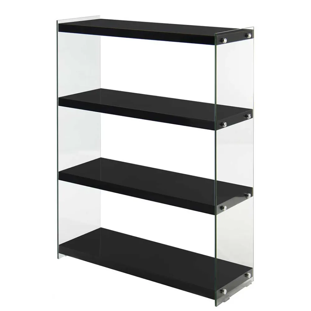 Wohnen Regal in Hochglanz Schwarz & Transparent - Viverone