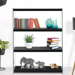 Wohnen Regal in Hochglanz Schwarz & Transparent - Viverone