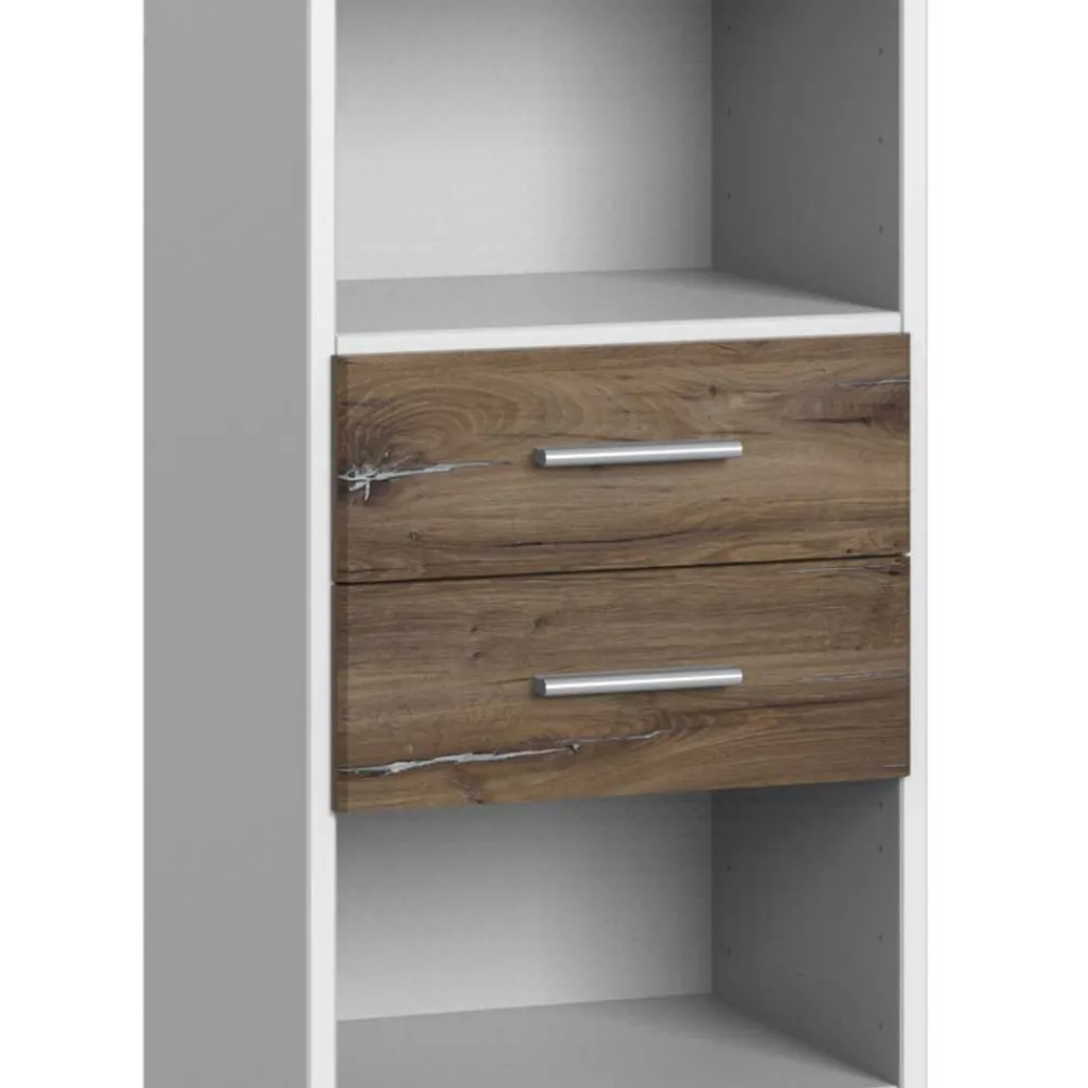 Wohnen Esszimmerregale|Regale*Regal in Weiß & Eiche verwittert Dekor - Liesca