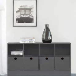 Kinder Wohnen Regal mit 4 Fächern und 4 Boxen - Buleta