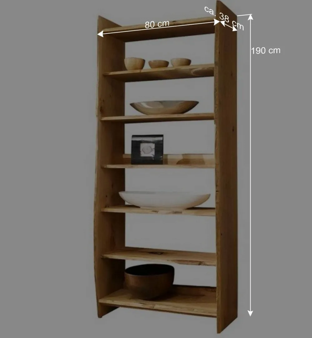 Wohnen Regal mit Baumkante aus Eiche Massivholz - Avidora