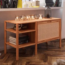 Wohnen Rattanmöbel|Esszimmerregale*Regal mit Wiener Geflecht Klappfach - Indrya