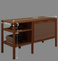 Wohnen Rattanmöbel|Esszimmerregale*Regal mit Wiener Geflecht Klappfach - Indrya