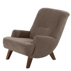 Wohnen Relaxsessel in Beigegrau und Nussbaum - Kilazu