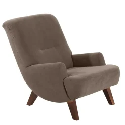 Wohnen Relaxsessel in Beigegrau und Nussbaum - Kilazu