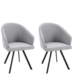 Wohnen Retro Armlehnenstühle in Hellgrau - Dranico (2er Set)