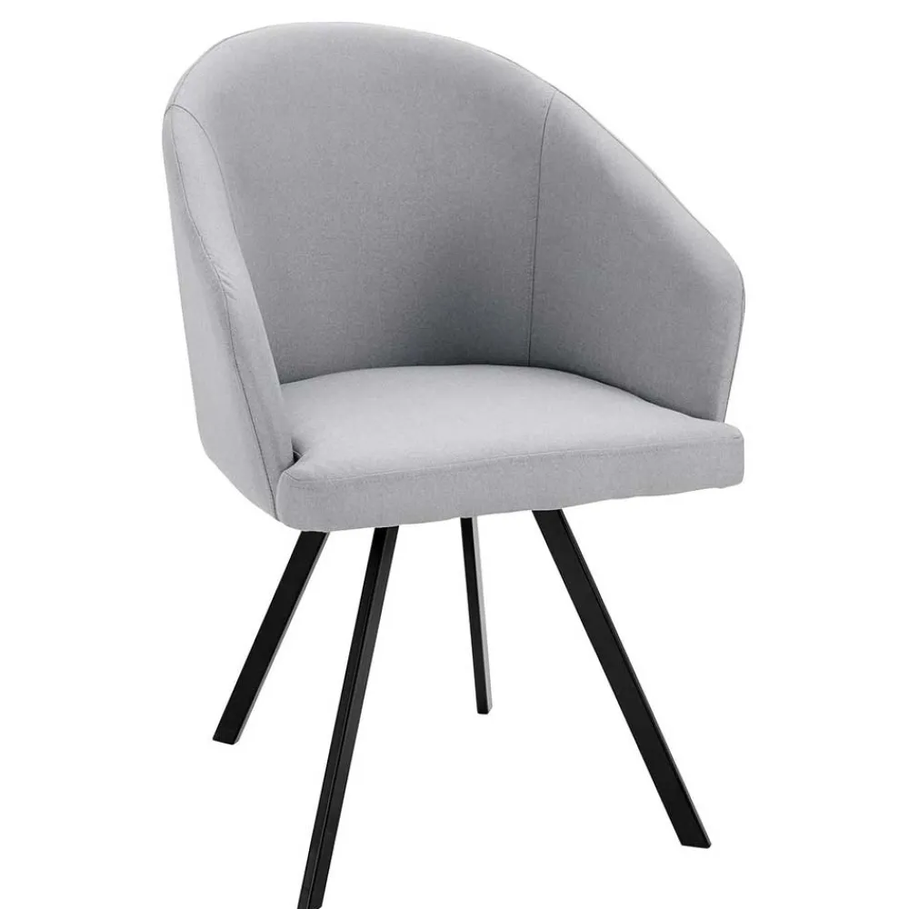 Wohnen Retro Armlehnenstühle in Hellgrau - Dranico (2er Set)