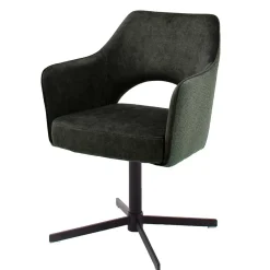 Wohnen Retro Armlehnstühle in Oliv Grün Velours - Aldura (2er Set)