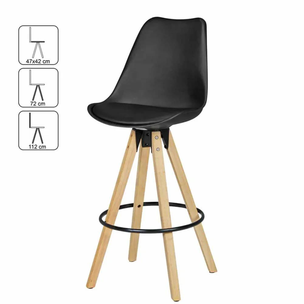 Wohnen Retro Barstuhl Systrem mit Schalensitz (2er Set)
