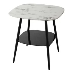 Wohnen Telefontische*Retro Beistelltisch in Marmor Optik Weiß Grau - Salerno