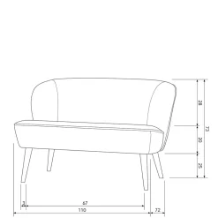 Wohnen Retro Couch in Khaki Samtstoff - Griffina