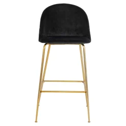 Wohnen Retro Design Barstühle in Schwarz & Messing - Venjus (2er Set)