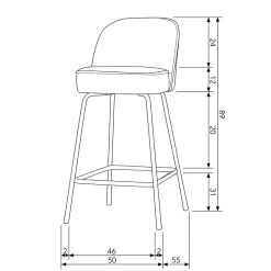 Wohnen Retro Möbel|Sessel & Hocker*Retro Design Barstuhl in Graugrün Samt - Ilussiana