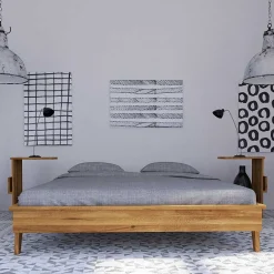 Wohnen Retro Möbel*Retro Design Bettanlage aus Wildeiche - Hardus