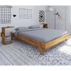 Wohnen Retro Möbel*Retro Design Bettanlage aus Wildeiche - Hardus