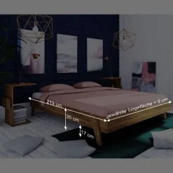 Wohnen Retro Möbel*Retro Design Bettanlage aus Wildeiche - Hardus