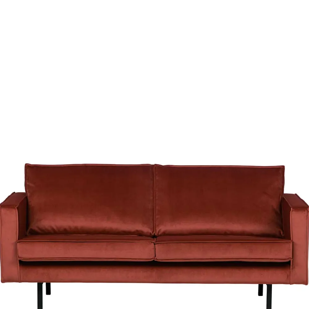 Wohnen Retro Möbel|Sofas*Retro Design 2er Couch in Rotbraun Samt - Enzing