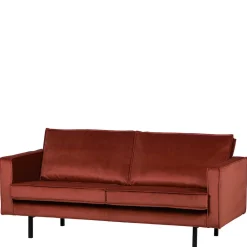 Wohnen Retro Möbel|Sofas*Retro Design 2er Couch in Rotbraun Samt - Enzing