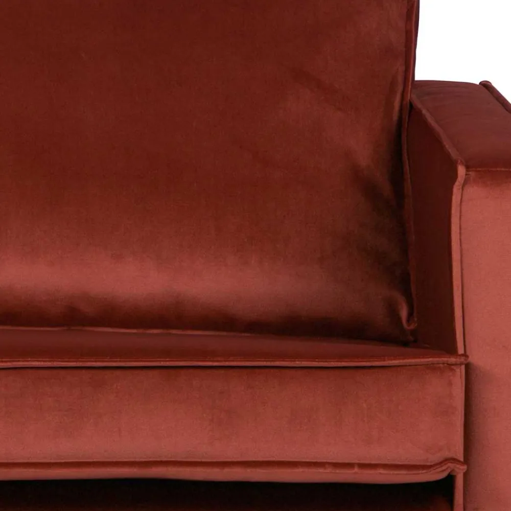 Wohnen Retro Möbel|Sofas*Retro Design 2er Couch in Rotbraun Samt - Enzing