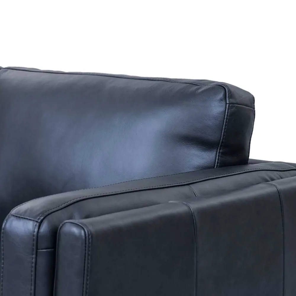 Wohnen Retro Design Ledercouch in Schwarz - Griffina
