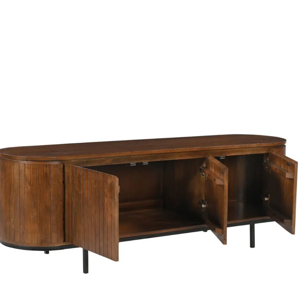 Wohnen Retro Design Lowboard aus Mangoholz - Galadira