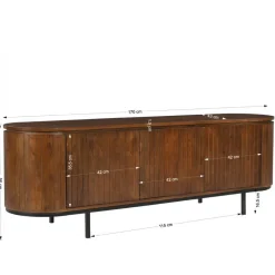 Wohnen Retro Design Lowboard aus Mangoholz - Galadira