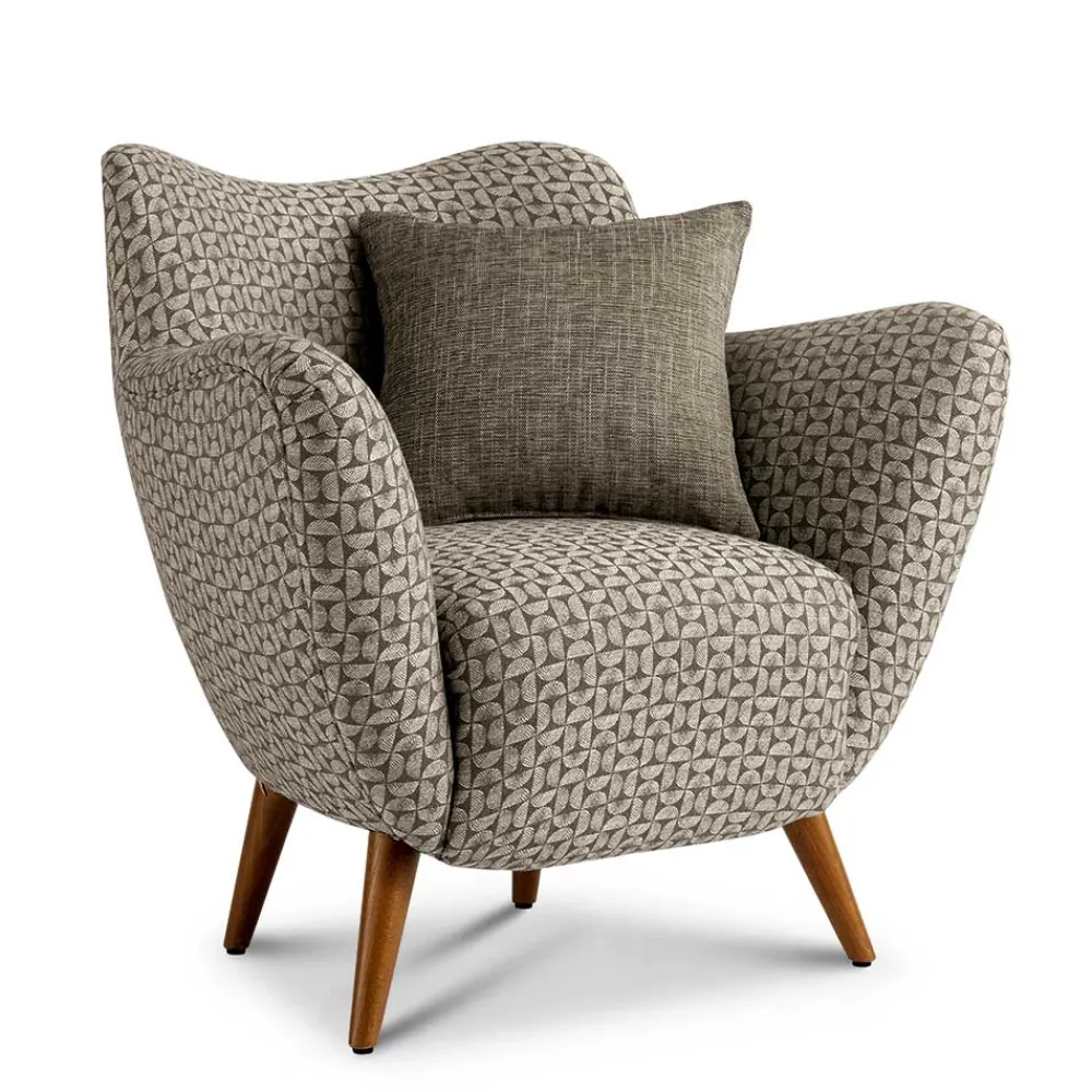 Wohnen Retro Designsessel in Beige und Braun gemustert - Regiovs