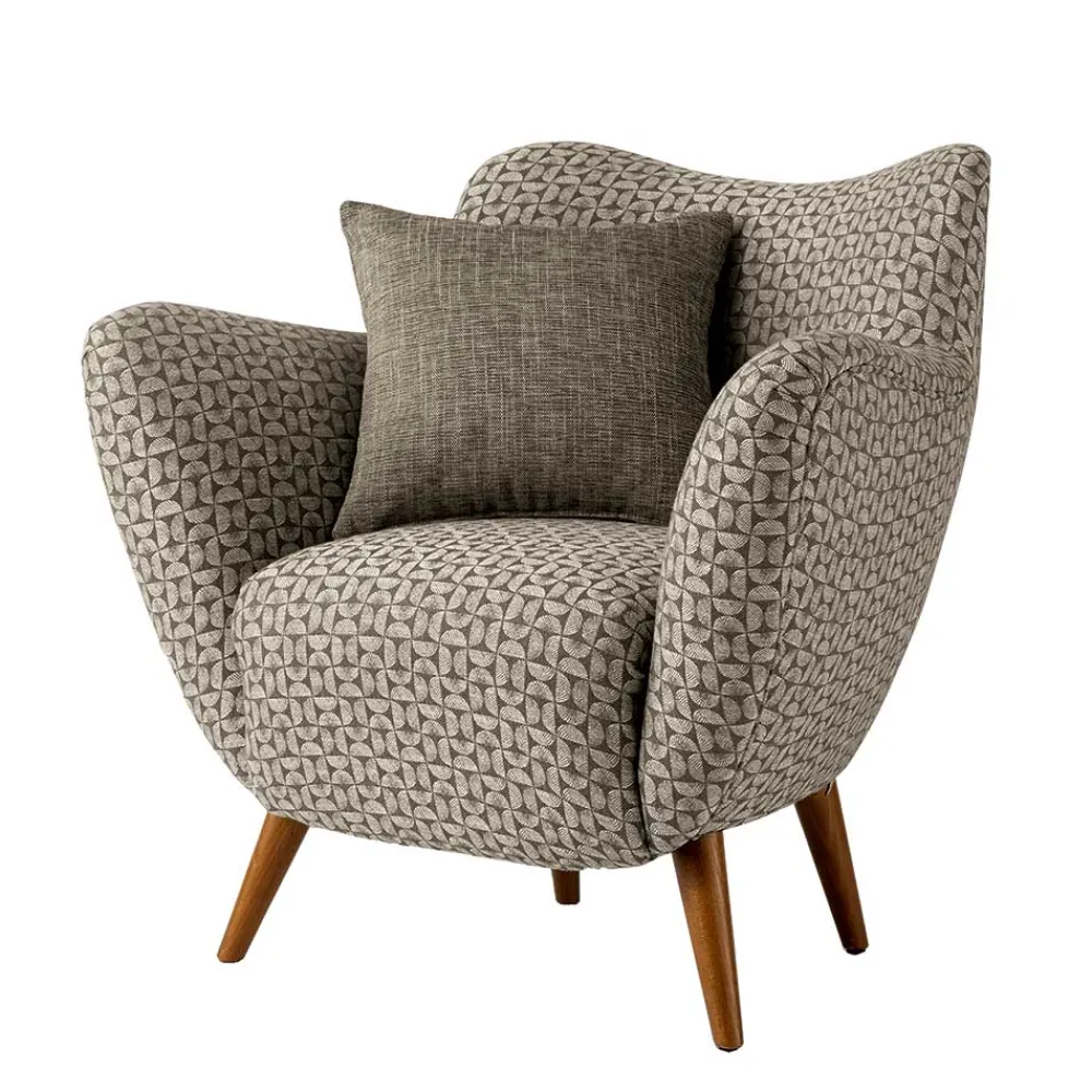 Wohnen Retro Designsessel in Beige und Braun gemustert - Regiovs