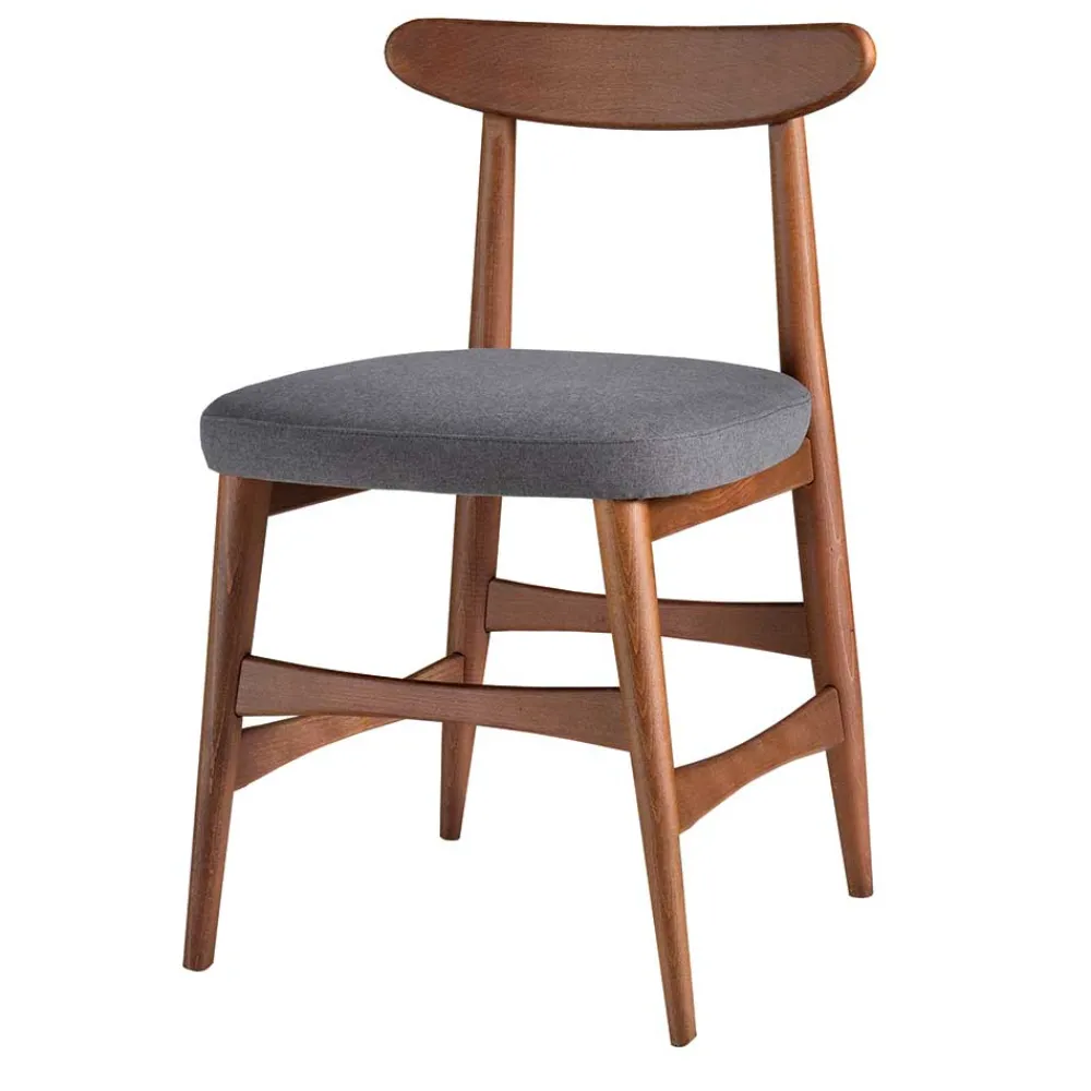 Wohnen Retro Möbel*Retro Esstischstuhl in Nussbaum Braun & Grau - Translato