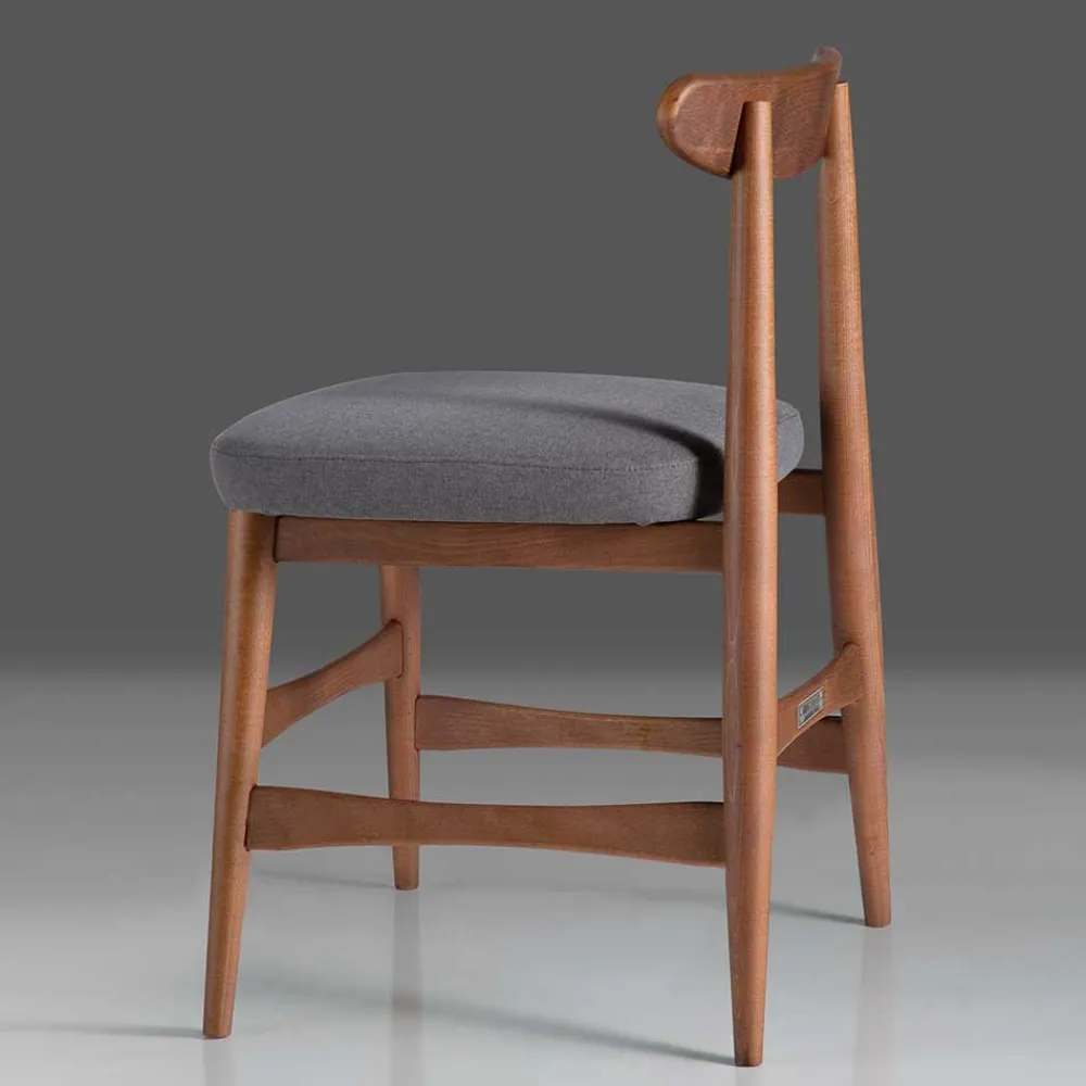 Wohnen Retro Möbel*Retro Esstischstuhl in Nussbaum Braun & Grau - Translato