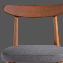 Wohnen Retro Möbel*Retro Esstischstuhl in Nussbaum Braun & Grau - Translato