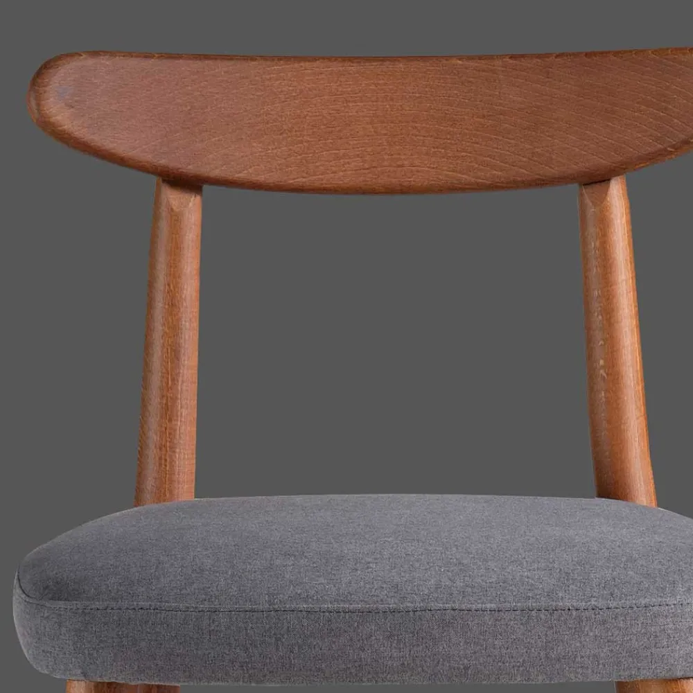 Wohnen Retro Möbel*Retro Esstischstuhl in Nussbaum Braun & Grau - Translato