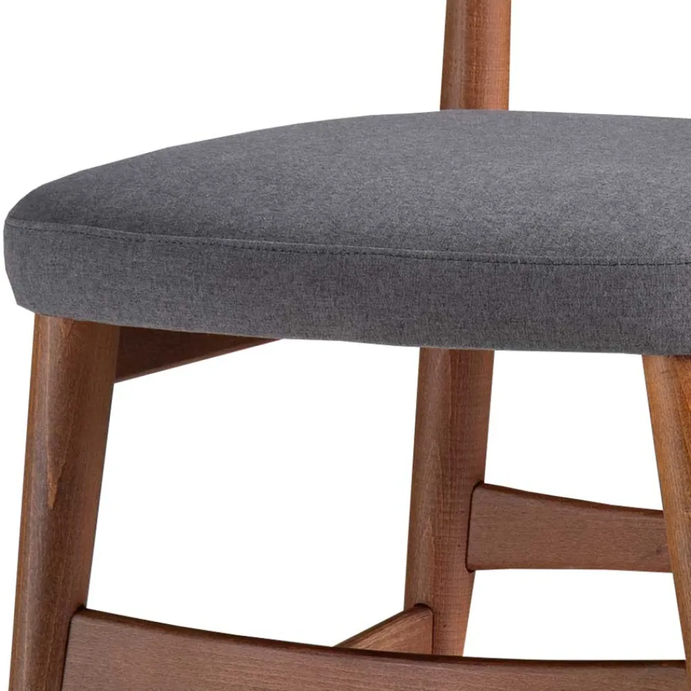 Wohnen Retro Möbel*Retro Esstischstuhl in Nussbaum Braun & Grau - Translato