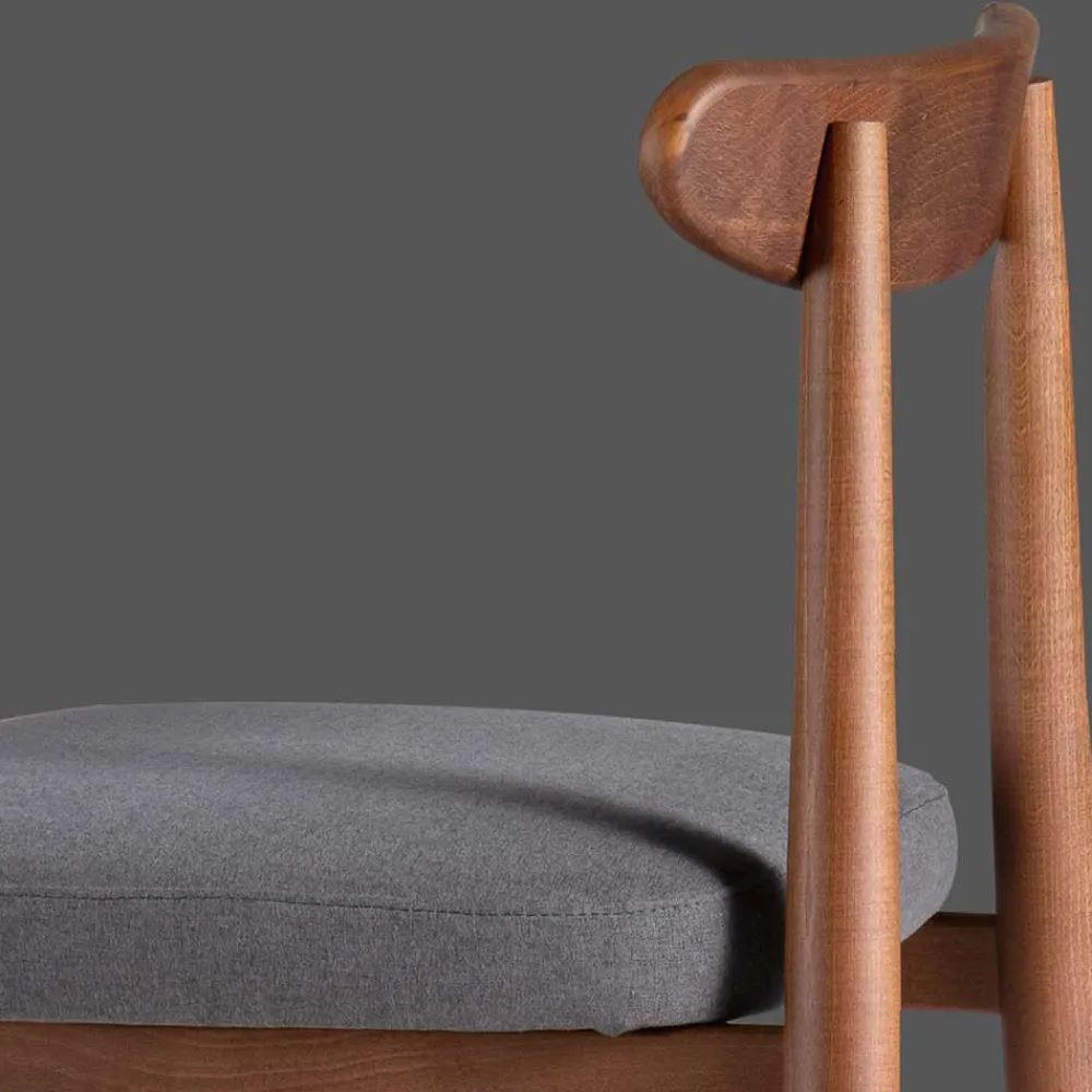 Wohnen Retro Möbel*Retro Esstischstuhl in Nussbaum Braun & Grau - Translato